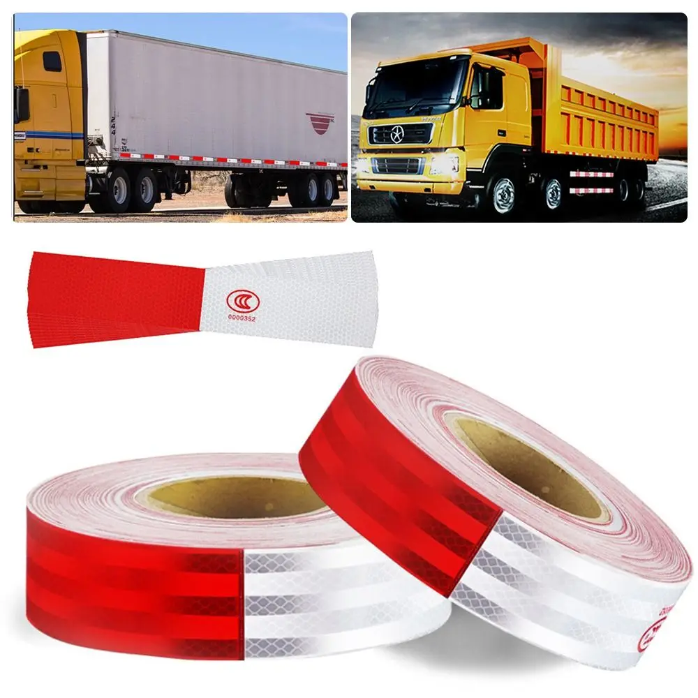 

10/100PCS Red/White Vehicle Reflective Tape 5*30CM Self-Adhesive Safety Warning Tape Multiple Uses Conspicuity Reflector Strip