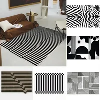 Black White Plaid Print Carpet for Living Room Sofa Coffee Table Large Area Rugs Non Slip Bedroom Decor Dirt Resistant Floor Mat 1
