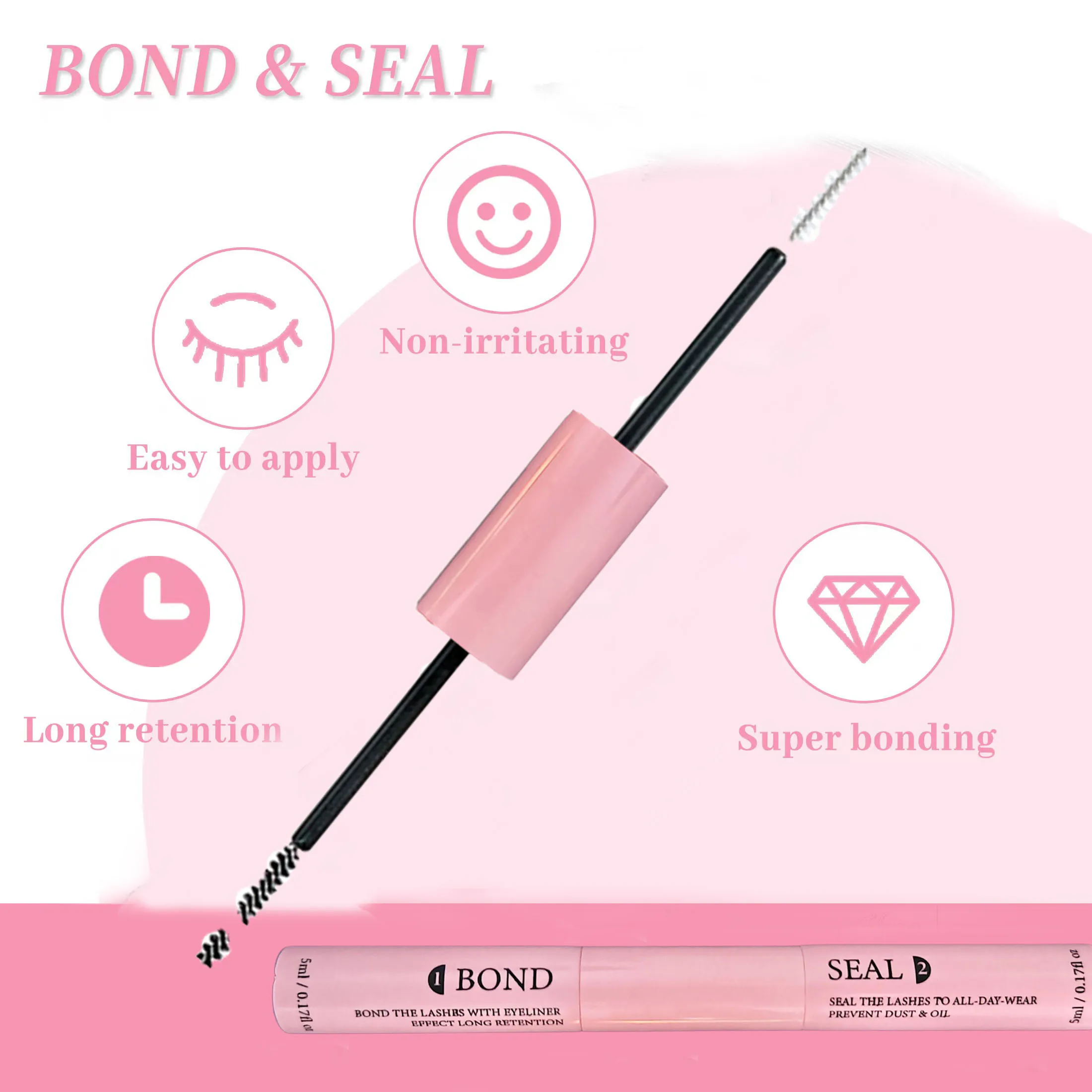 Lash Bond and Seal for Cluster Lash Glue 2in1 Glue Lasting Waterproof Clear Coating Raincoat Strong Tasteless DIY10 ML Glue 3