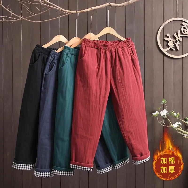 

Хлопковые брюки, теплые женские осенне-зимние утепленные повседневные утепленные шаровары с эластичным поясом, стеганая одежда Z4543