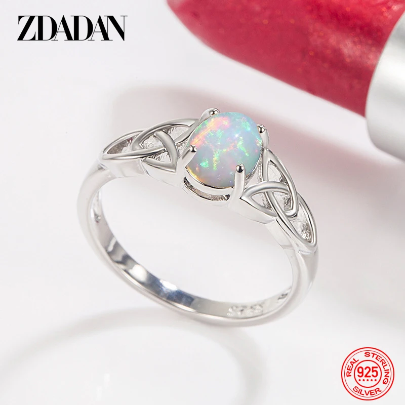 ZDADAN 타원형 오팔 반지 여성용 패션 주얼리
