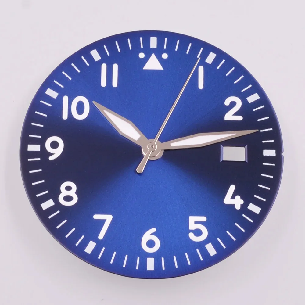 33.8MM Sterile Watch Dial Hands White/Green/Black/Blue Fit NH35 NH35A Movement Green Luminous Watch Accessories