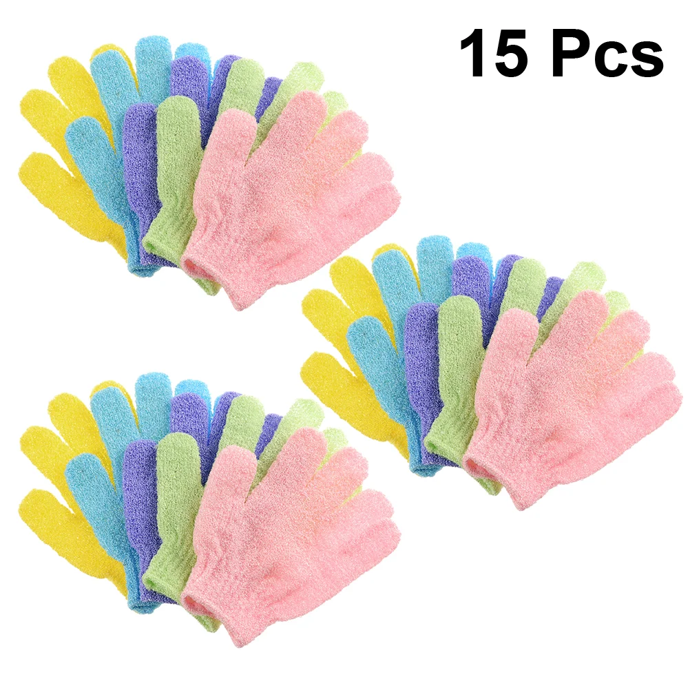 15 Pcs Bath Towels Towels Double Sided Exfoliating Glove Type Wash Shower Brush Back Massage