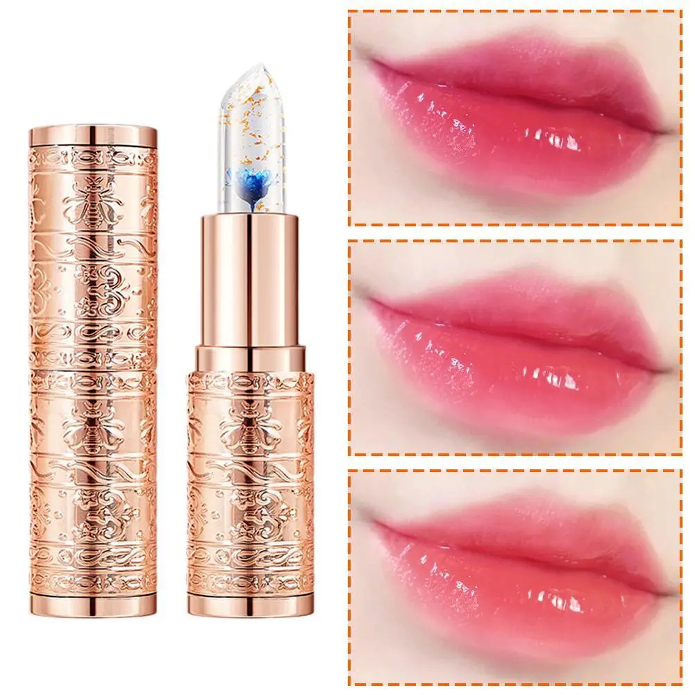 

Lipstick Long-Lasting Moisturizing Petals Flower Crystal Transparent Temperature Sensing Color-Changing Lipstick แต่งหน้า