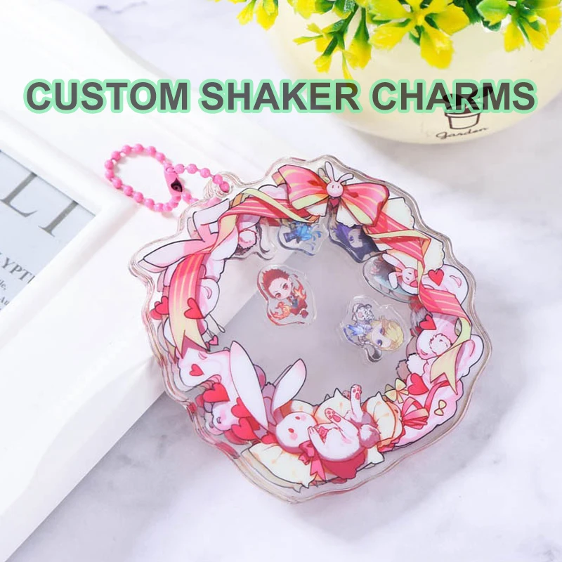 Custom Shaker Acrylic Charms Keychain Cartoon Key Chain