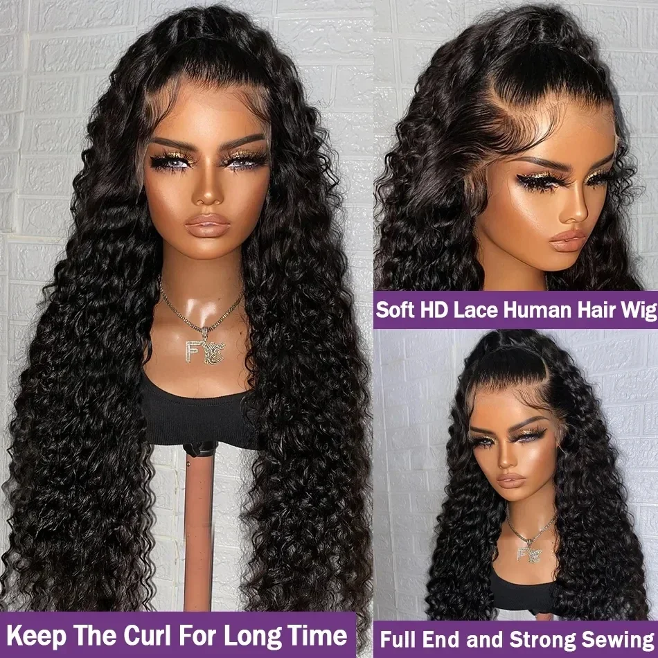 Human Hair Wig Deep Wave Frontal Wig 13x6 HD Lace Frontal Wig Human Hair Brazilian Curly Lace Front Human Hair 5x5 Closure For Women