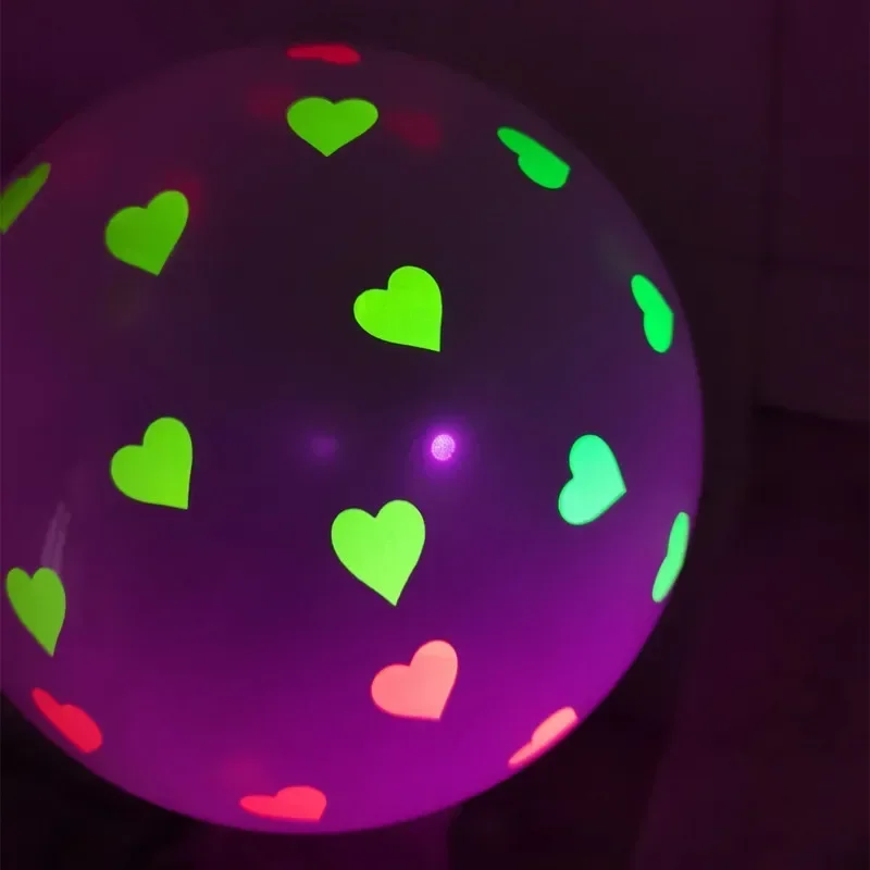 12inch Fluorescent Balloon Glow In The Dark Glow Luminous Love Heart Latex Baloon For Wedding Birthday Party Decor