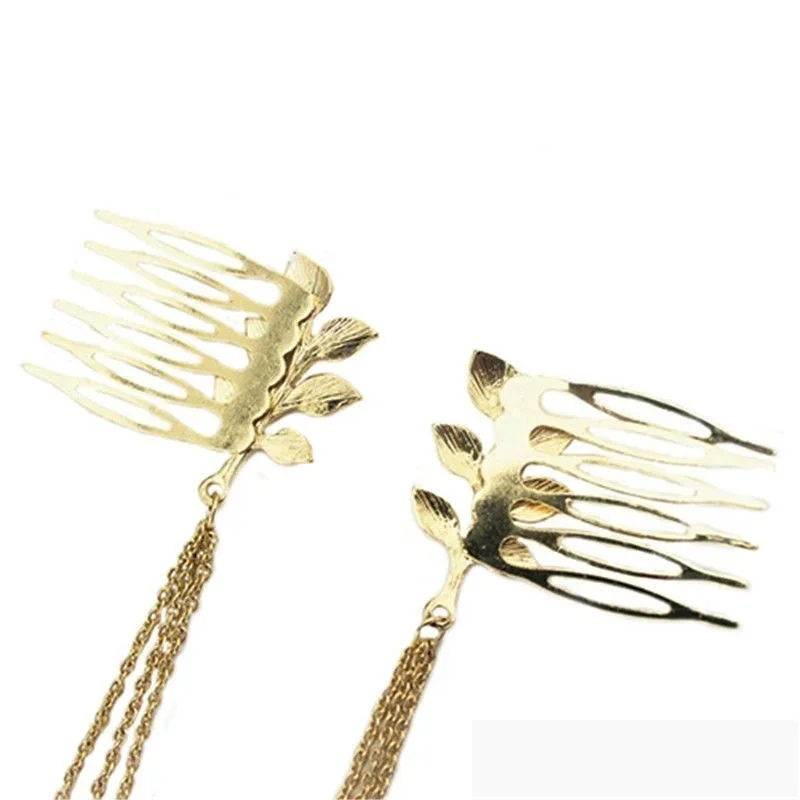 New Accessories Tiara Leaves Chain Tassel Hair Accessories Leaves Barrette Headwear Ladies Hair Pins