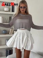 Spring Summer White Mini Skirt A-line High Waist Sexy Cute Ruffle Vintage Tennis Skirt Elastic Waist Tutu Short Skirts for Women - Image 5