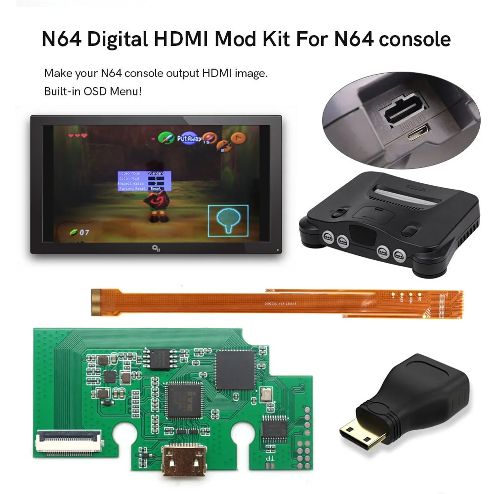 Hivelocidadeido-hdmi Cabo Kit para N64 Digital Game Console com Fita Extra Cabo - Image 2