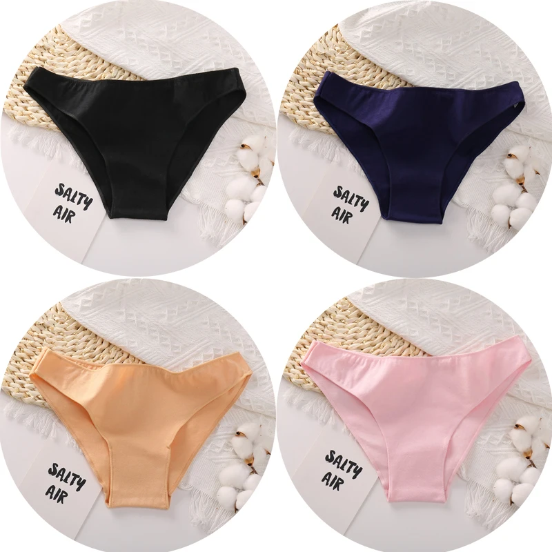 4Pcs/Set Cotton Panties Low Waist Briefs Women M-XL Underwear Ladies Sexy Underpants Female Plus Size Intimates Lingerie 2022 best high waisted underwear Panties