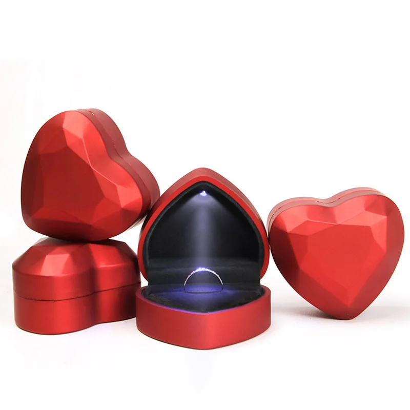 Luxury Heart-Shaped LED Light Ring Box – Elegant Velvet Display Case for Ring or Pendan... - SKU LRB16992 - UGI Packaging
