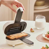 220V Mini Panini Breakfast Machine Non-stick Sandwich Machine Double-sided Heating Bread Machine Multi Toaster Auto Edge Sealing 2