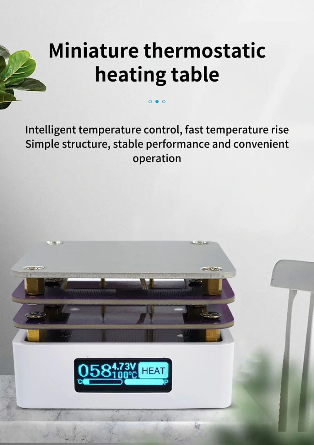 G3061 PD65W 미니 핫 플레이트 디지털 납땜 예열 재 작업 스테이션 PCB SMD 보드 납땜 플레이트 가열 테이블 수리 도구