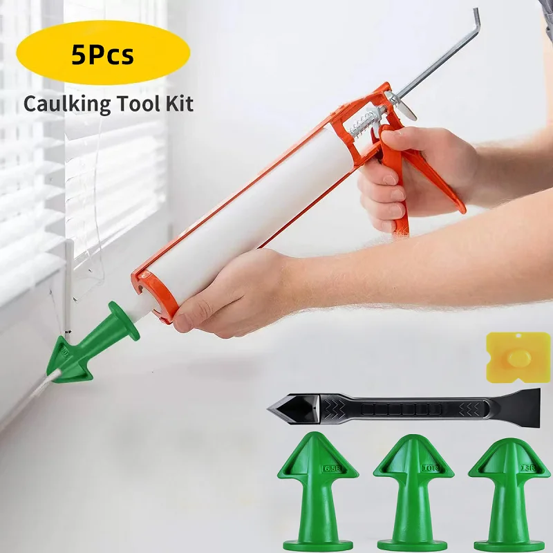 New 5Pcs Caulking Nozzle Applicator Finishing Tool Spatula Plastic Glue Shovel Tile Joints Floor Silicone Remover Hand Tool Set