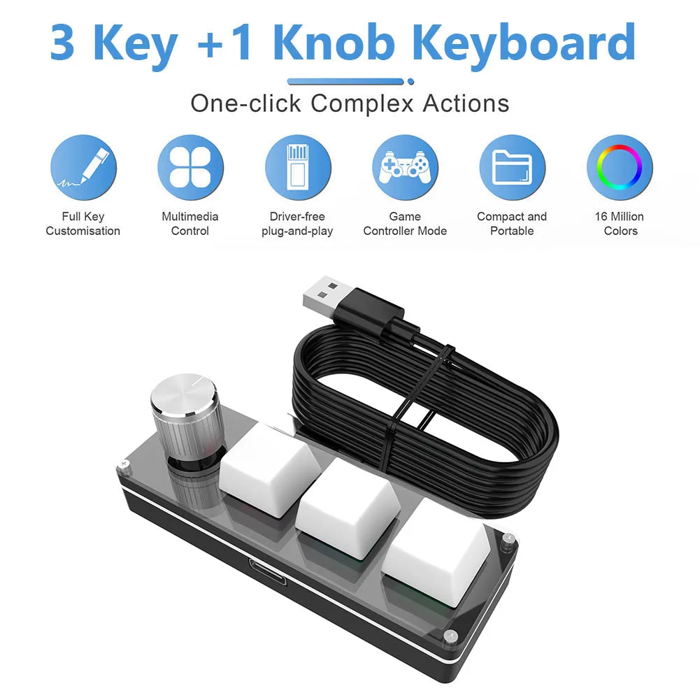 Enhanced Macro Gaming Mini Keyboard with 12 Programmable Keys and Dual Knobs