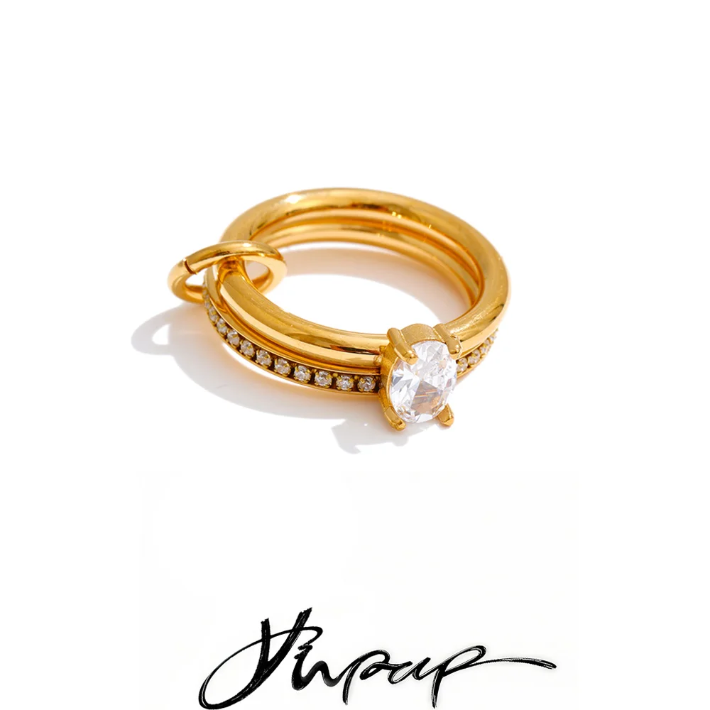 Yhpup Stacked Ring 18k Gold PVD Plated