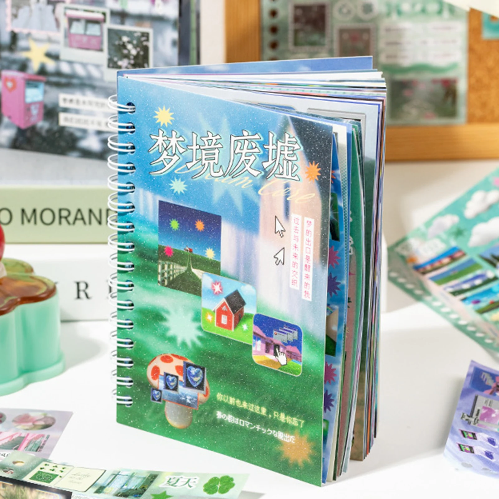 Adesivi per Scrapbooking, Libro di Adesivi Estetici Dreamcore, Tema 'Time Reshaping' per Journaling, Fai-da-Te, Planner, Arte e Forniture Artigianali