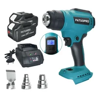 PATUOPRO Cordless Heat Gun LED Display 30-550℃ Adjustable Handheld Electric Hot Air Gun Home Power Tool For Makita 18v Battey 1