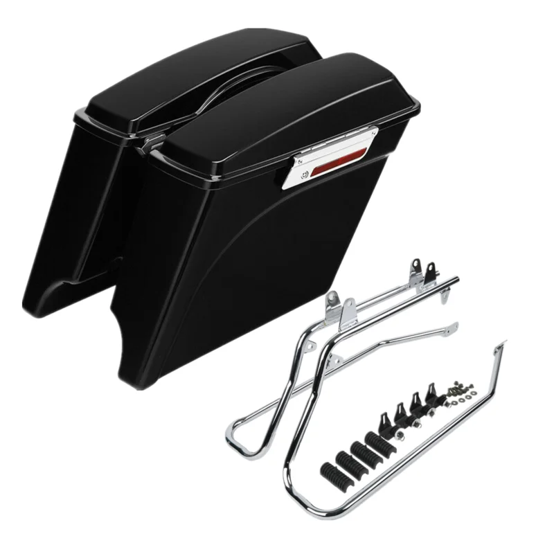 

Stretched 5" Hard Saddlebag Saddle Bags and Conversion Brackets For Harley Heritage Softail Deluxe FLSTF 1986-2017