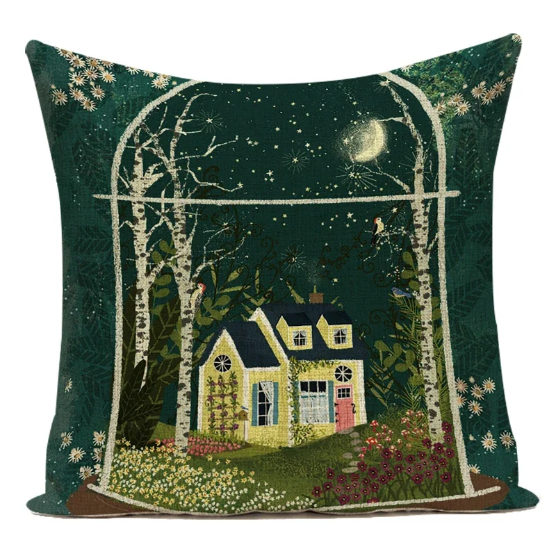 Vintage Floral Bird Decorative Throw Pillow Cover for Home and Garden Decor