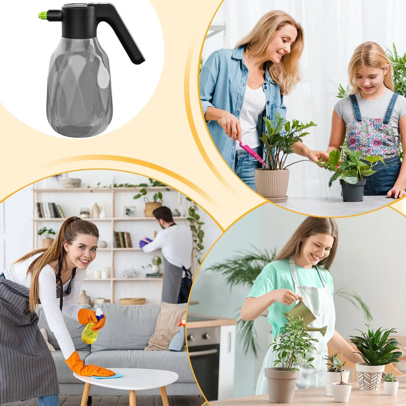 Electric Mister Spray Bottle 2L Rechargeable Watering Device Automatic Plant Mister Bottle For Gardening Lawn Yard Grass Car