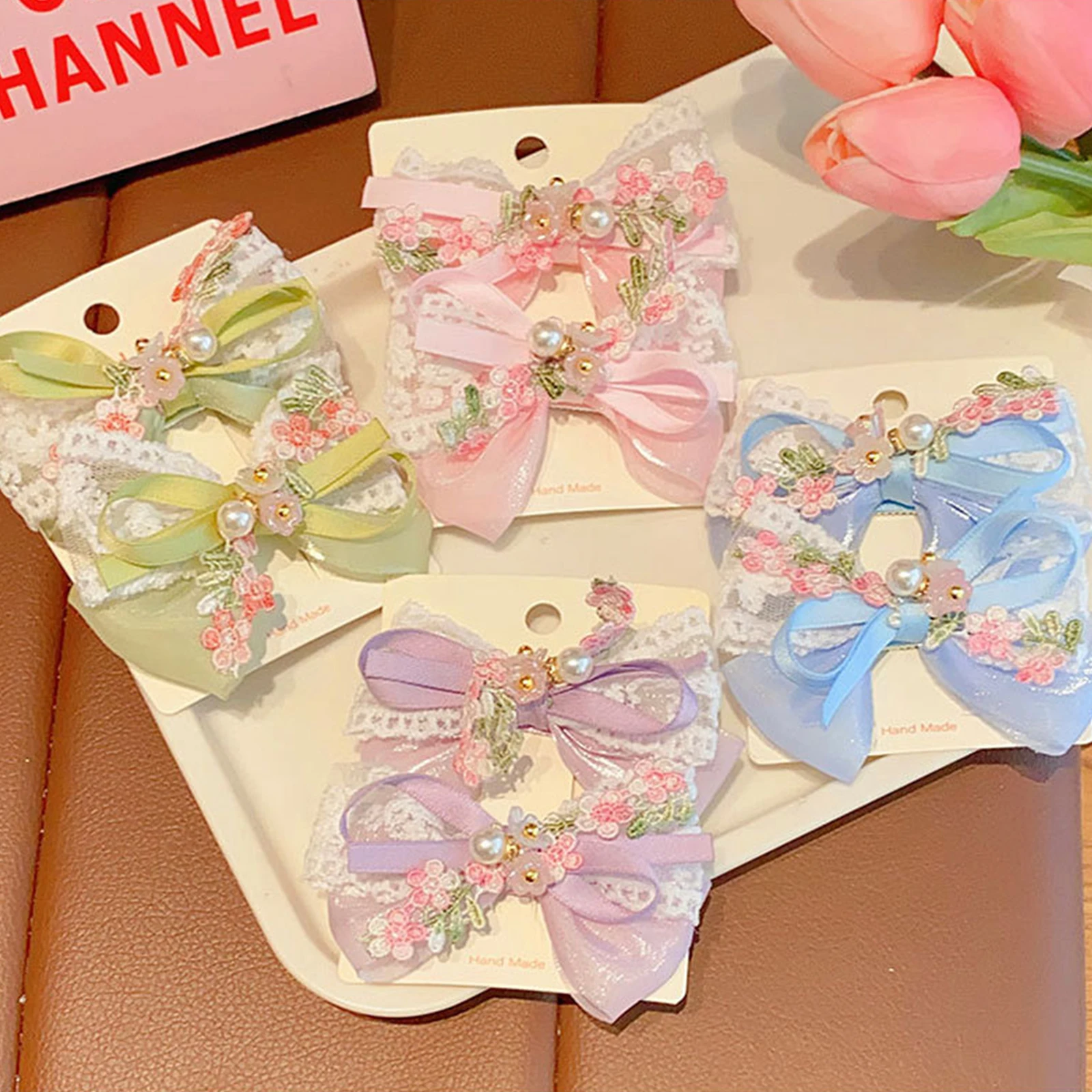 

Toddler Baby Girls Hair Bow Cute Floral Embroidery Lace Hair Clips Barrettes Kids Hair Accessories for Girls