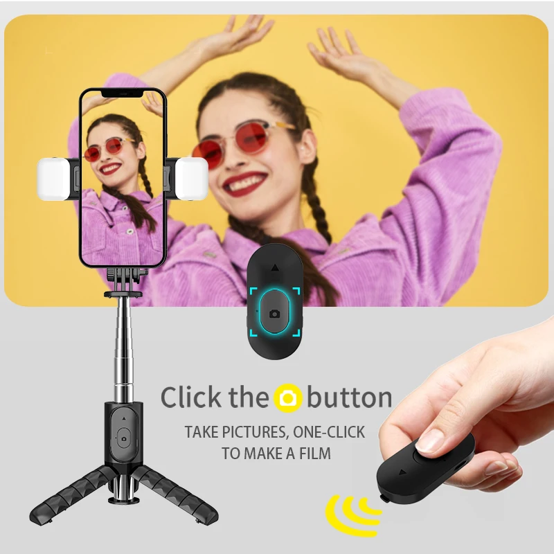 Selfie Stick Tripod 4 in 1 Wireless Remote Mini Extendable Monopod for Smartphone Xiaomi iPhone 13 14