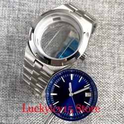 Enhanced Stainless Steel Watch Case with Sapphire Glass Back and Push - Pull Crown, 41MM (Case blue set)