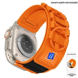 Tactical Sport Nylon Trail Strap for Apple Watch - Durable and Stylish Bracelet for Active Lifestyles (01 - Orange - Box)