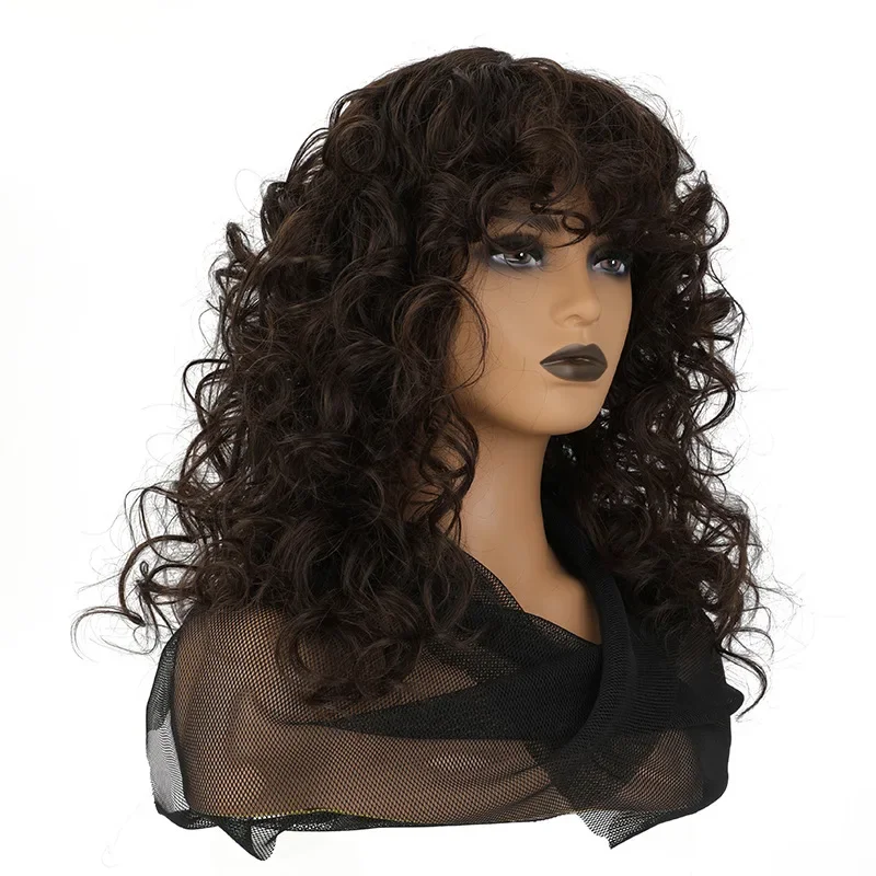 African Hair Wigs Hot Small Rolls European And American Wigs Medium Length Full Head Cover Human Hair