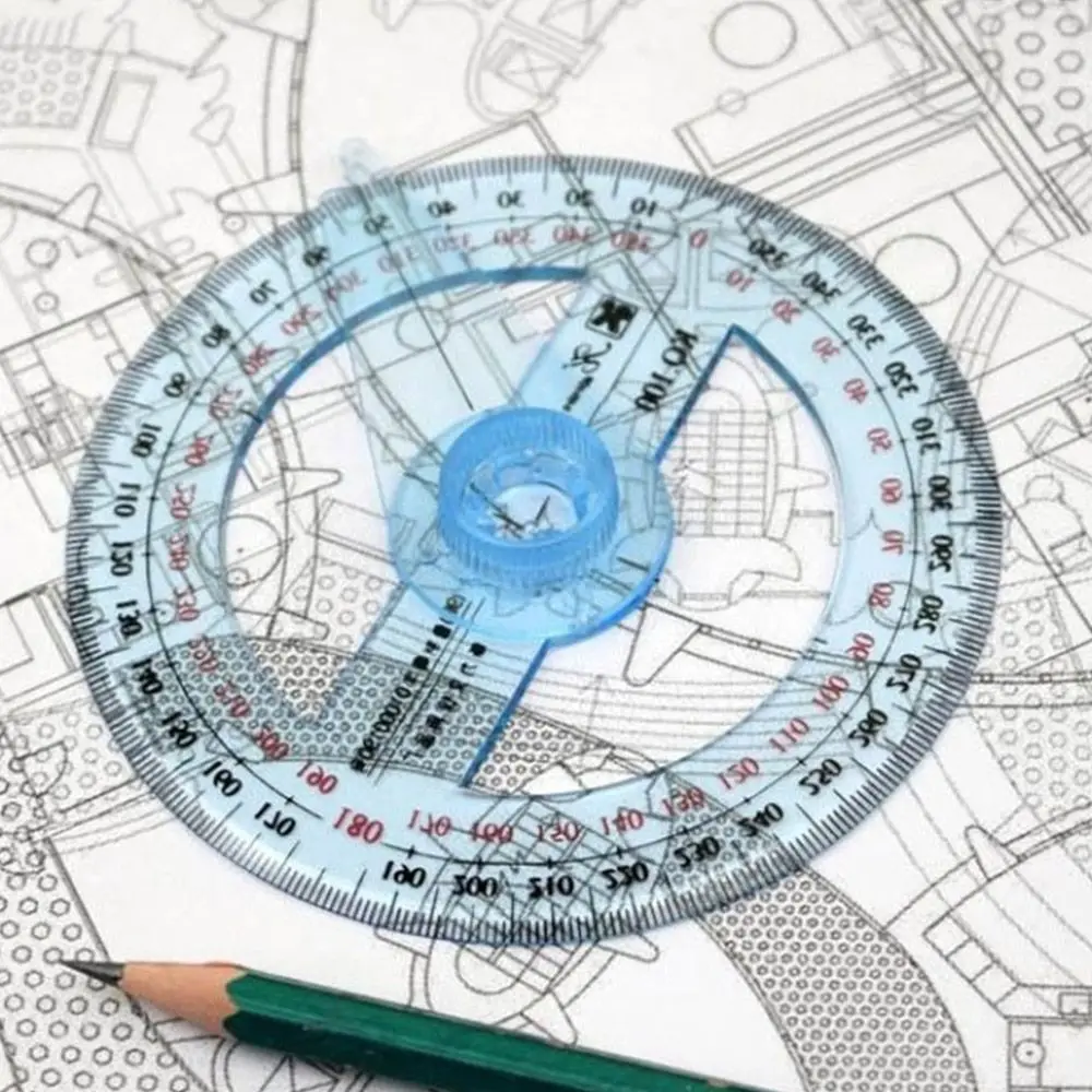 Durable Accurate Full Circle School Supplies Swing Arm 360 Degrees Protractor Pointer Angle Ruler Measuring Tools Goniometer