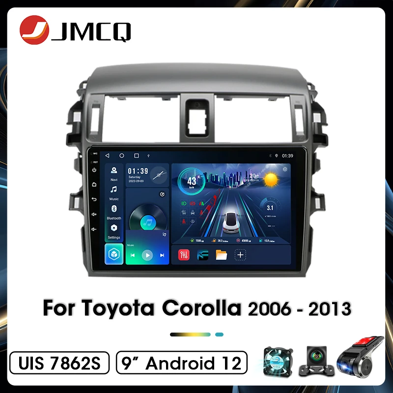 Reproductor multimedia de vídeo Navi para coche, Radio de 9 pulgadas con Android 12, Carplay, unidad principal, para Toyota Corolla 2006, 2007, 2008, 2009, 2010, 2012, 2013, 2Din