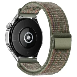 Nylon Embroidered Loop Strap - Adjustable Multi-Size Smartwatch Band for 22mm width band (Cedar green orange)
