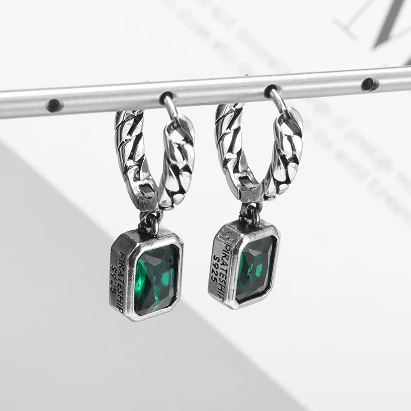 Boucles d'Oreilles Album 1 pour Homme et Femme, Pendentif Conique Vert contre-indiqué, Bijoux de ixRétro, Anti-Allergie, Percé, Cadeau