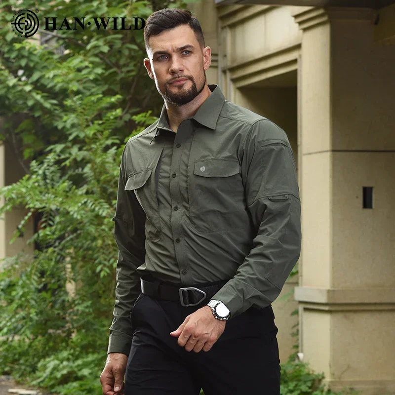HAN WILD Men's Camping Clothing Lightweight Shirt Quick Dry Tactical Shirt Summer Long Sleeve Work Hunting Shirts Sport Clothes 3