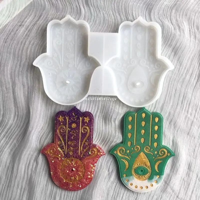 

Palm Amulet Crystal Epoxy Resin Mold Hamsa Hand Silicone Mould DIY Crafts Tray Dish Decorations Casting Tools Dropship