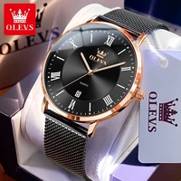 OLEVS 5623 Men Watch Fashion Ultra Thin Mesh Steel Strap Luxury Brand Quartz Watch Automatic Date Waterproof Luminous Men Watch 1