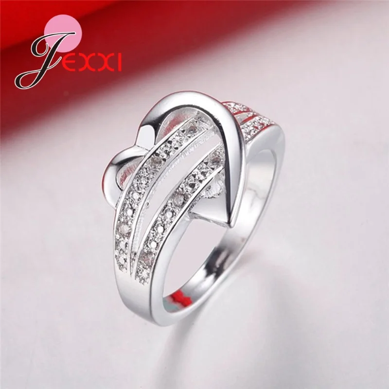 Engagement Ring Heart Shape Double Rows Design 925 Sterling Silver Rings for Women Gift silver heart ring silver rings silver ring