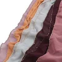 New Solid Color Pearl Chiffon Sewing Metal Bead Chain Long Chiffon Hijab With Stone Muslim Ethnic Wholesale Chiffon Hijab