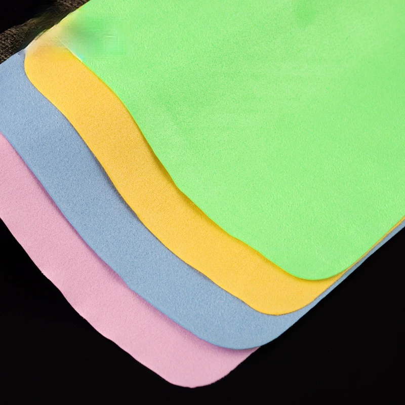 5 Pcs 13x13cm Candy Color Soft Glass Cloth Suede Fleece Double-sided Fleece Wipe Microfiber  Mobile Phone Screen Cleaning Cloth