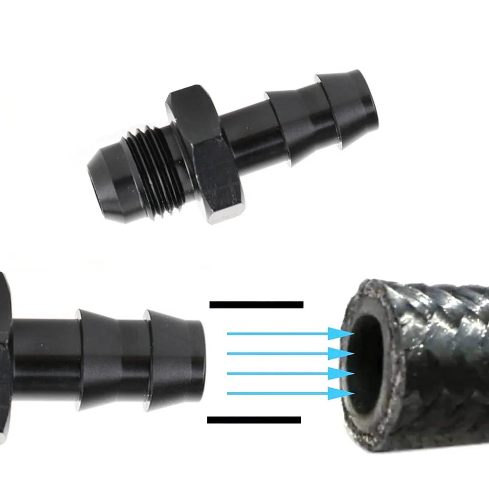 

1pc Universal Aluminium Fitting Male 6An An-6 To 3/8" Hose Barb Adapter AN6 6AN -6AN 3/8 Push Lock Automobiles Accessories