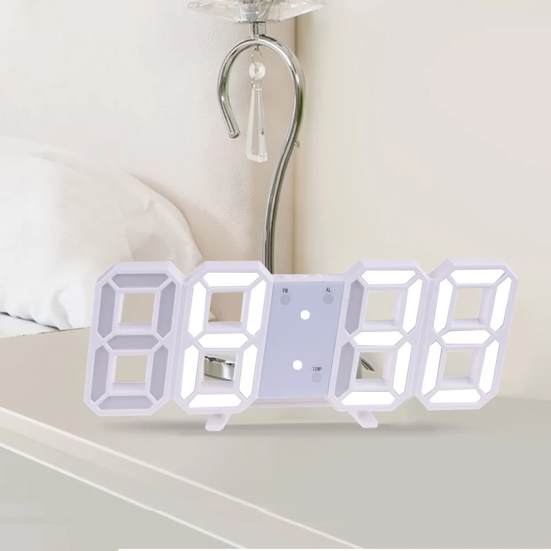 3D Large LED Digital Wall Clock Date Time Celsius Nightlight Display Table Desktop Clocks Alarm Clock From Living Room 