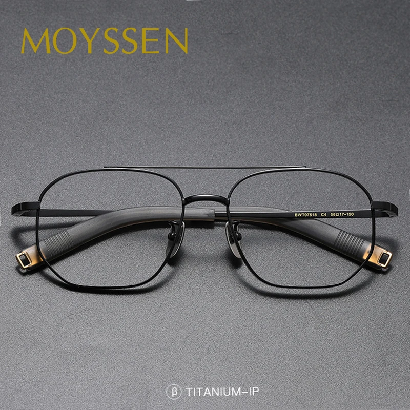 2022 Men's Brand Design Double Beam Titanium Glasses Pilot Style Women Oversized Frame Myopia Eyeglasses for Prescription Lenses