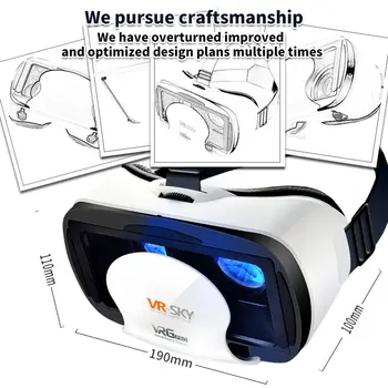 VR-SKY Blu-Ray Virtual Reality VR Glasses IMAX 4K 3D Glasses Google Box VR Headset Helmet for 4.7-7" Phone,Support Game Joystick 6
