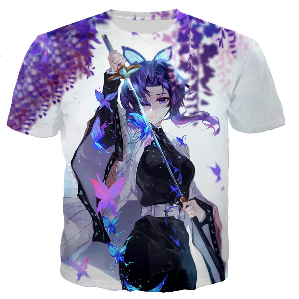 

Camiseta de Toyo Demon Slayer para homy mujer, camisa de Kochou Shinobu с 3D принтом, стиль Harajuku informal, ropa