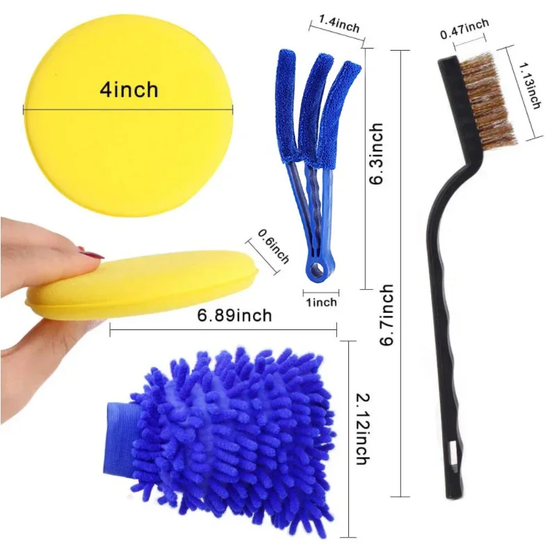 15PCs car detailing brush set car cleaning brushes sponges towels for car air vents rim cleaning dirt dust clean tools 2
