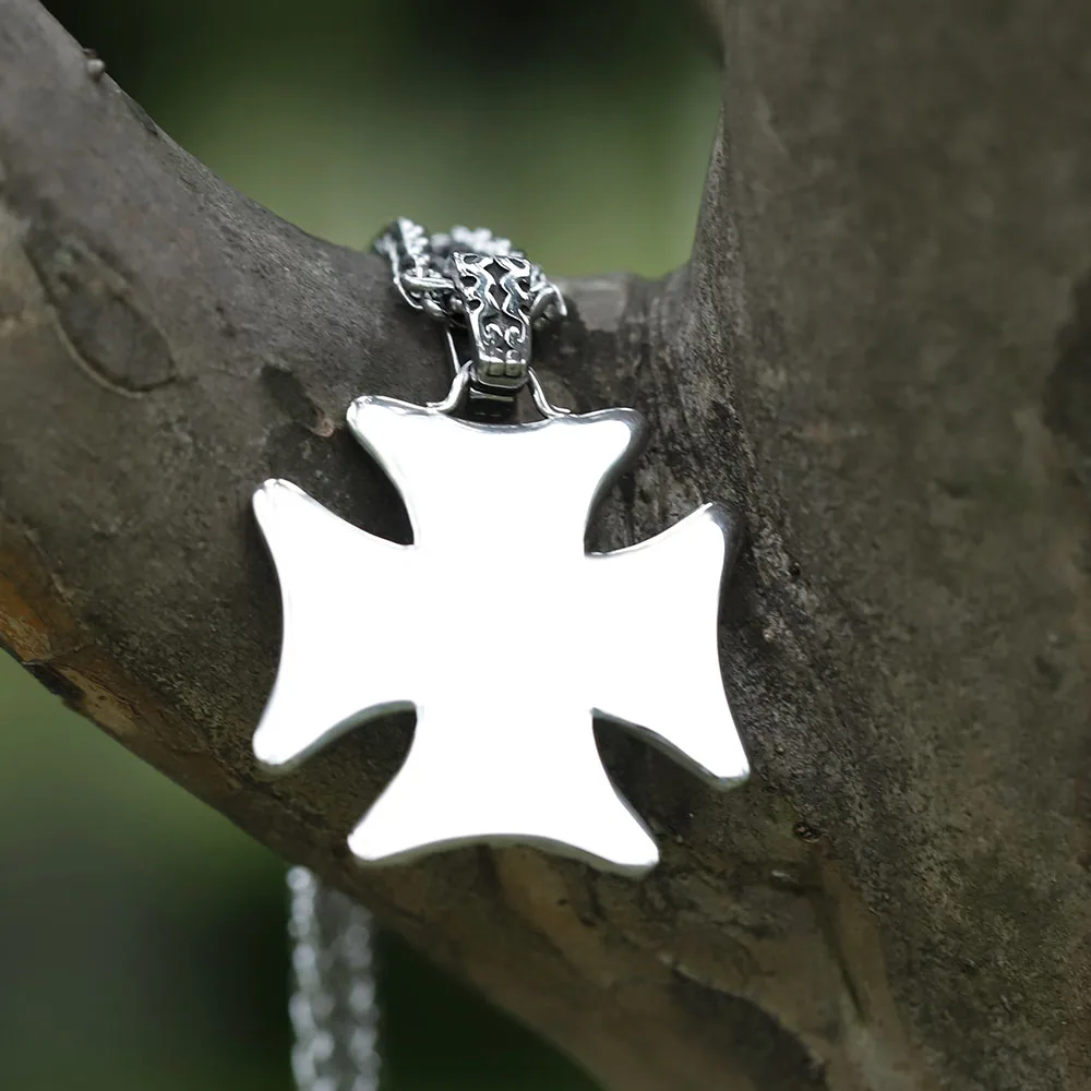 Maltese Cross Necklace - Sterling Silver - Catholic Saint Medals