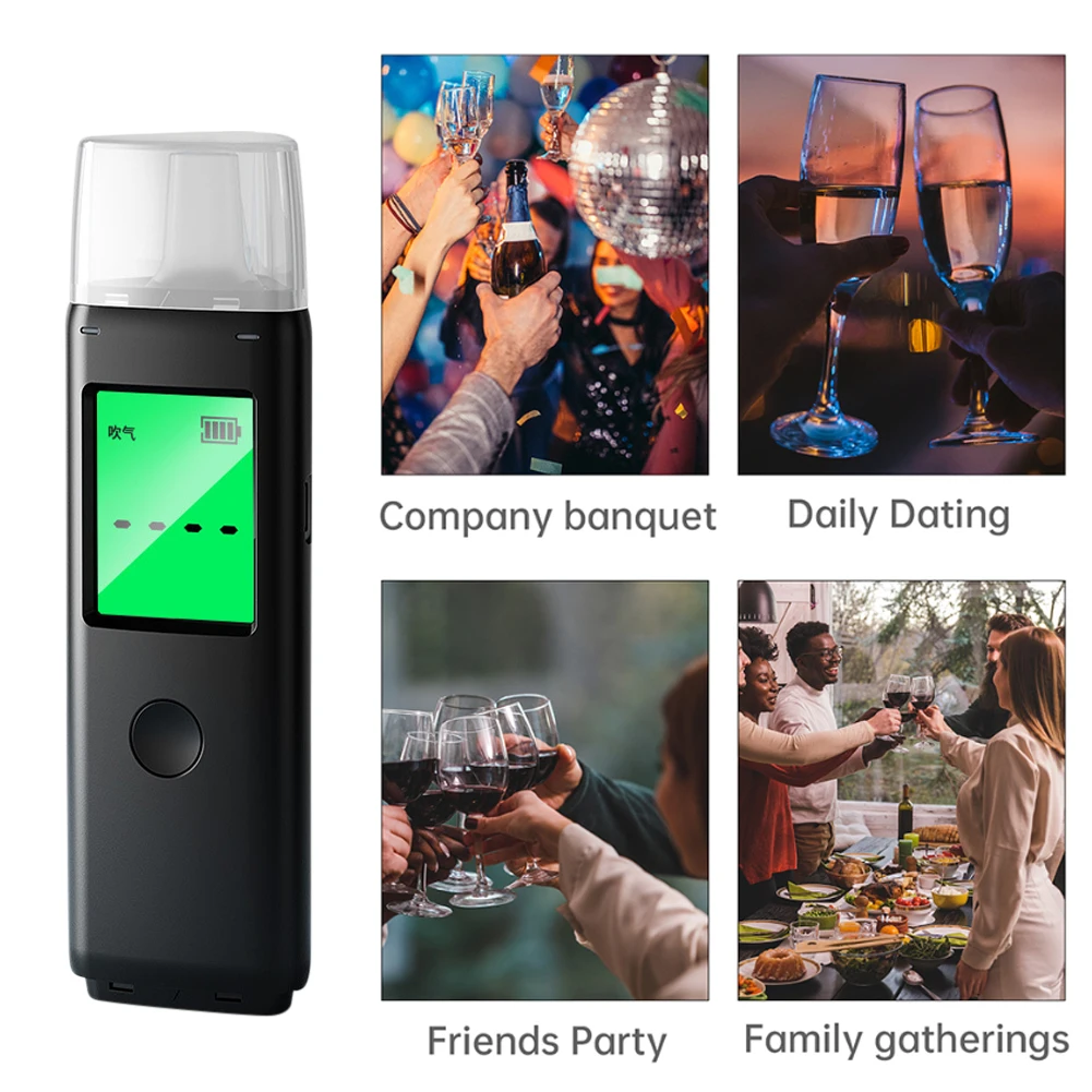 Portable Breathalyzer Professional Alcohol Tester High Accuracy Digital Display Rechargeable Breath Tester Tool with Mouthpiece
