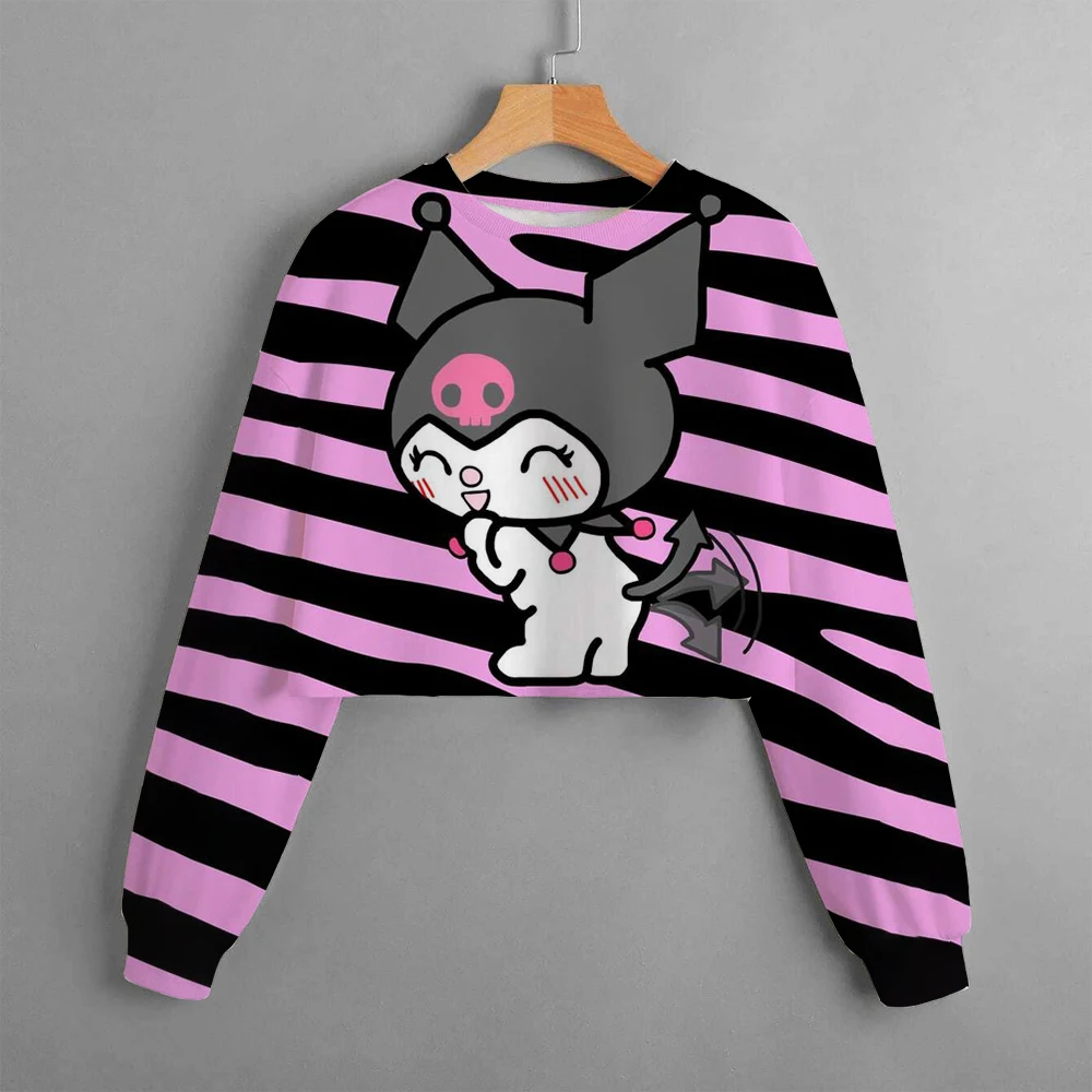 

Autumn girl Kuromi hoodie cartoon children's long sleeved sports shirt children's clothing girl baby cartoon top 3-14 years old
